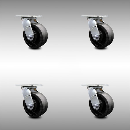 Service Caster 5 Inch SS Glass Filled Nylon Wheel Swivel Caster Set with Roller Bearings SCC SCC-SS30S520-GFNR-4